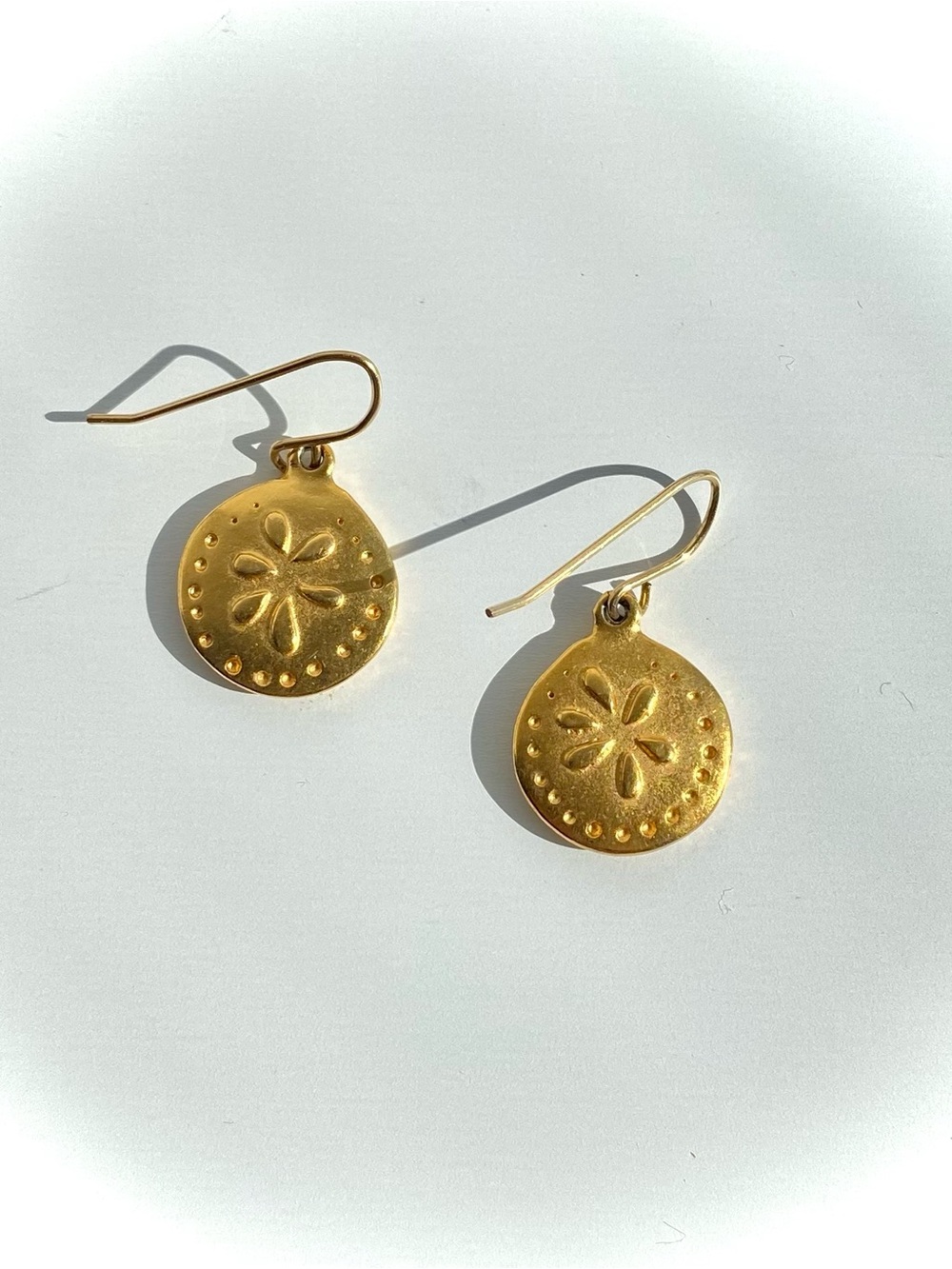 Gold-tone Floral Disc Drop Earrings - Women Jewelry